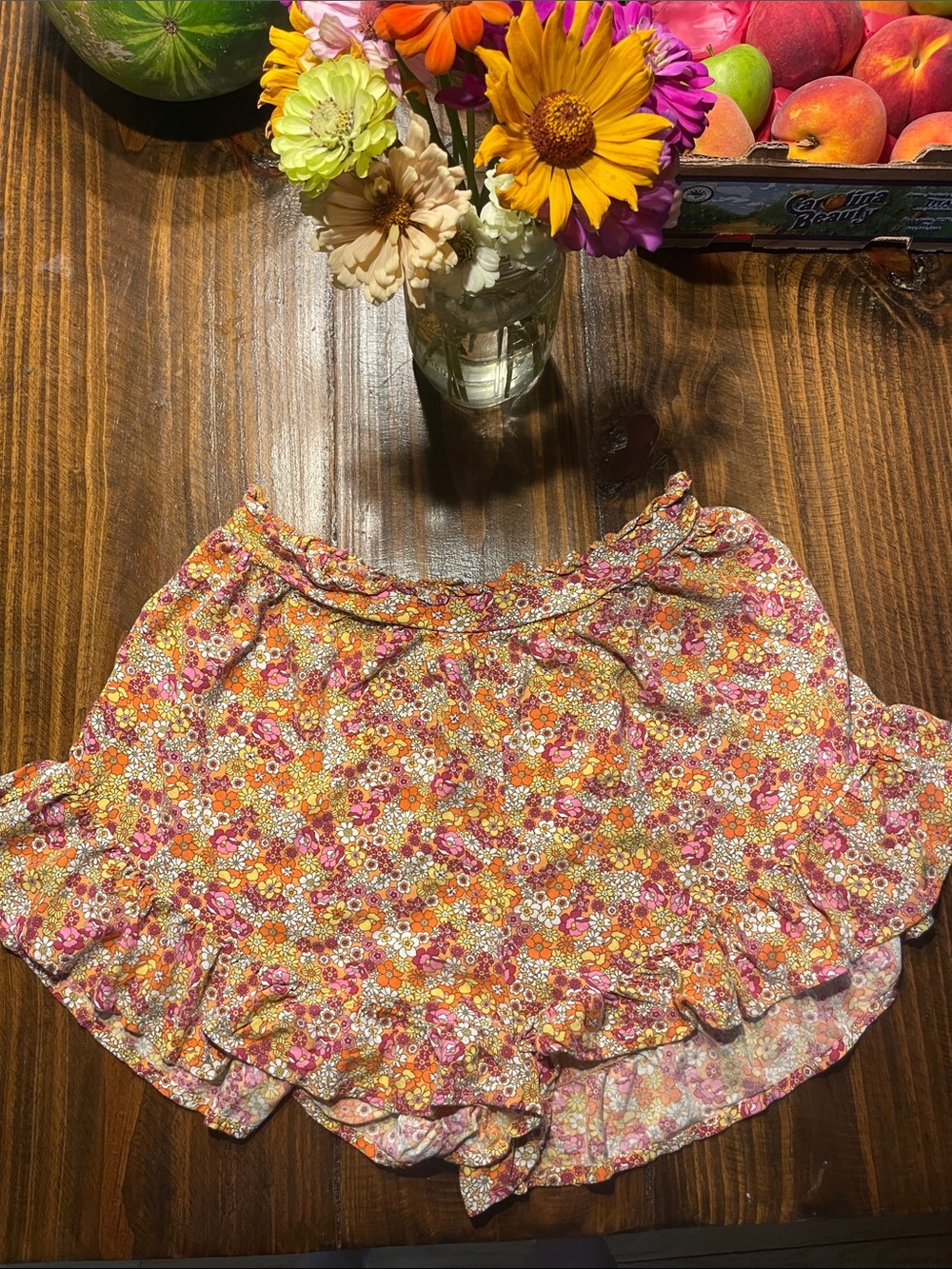 wild fable Floral Ruffle shorts - Pink, Orange, Cream
